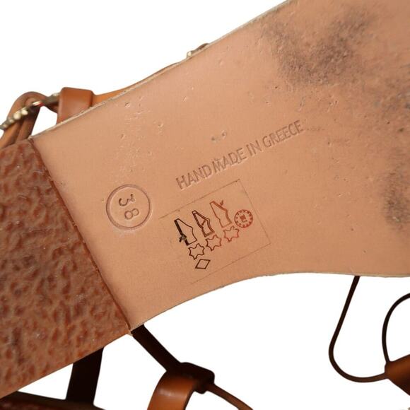 Ancient Greek Sandals Women 38 Sofia Tall Lace Up Gladiator Leather Handmade Tie - Picture 14 of 15